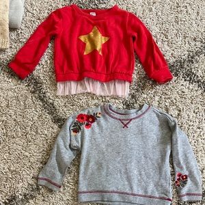 Kids Sweater bundle - red sweatshirt 2T and Grey floral 3T